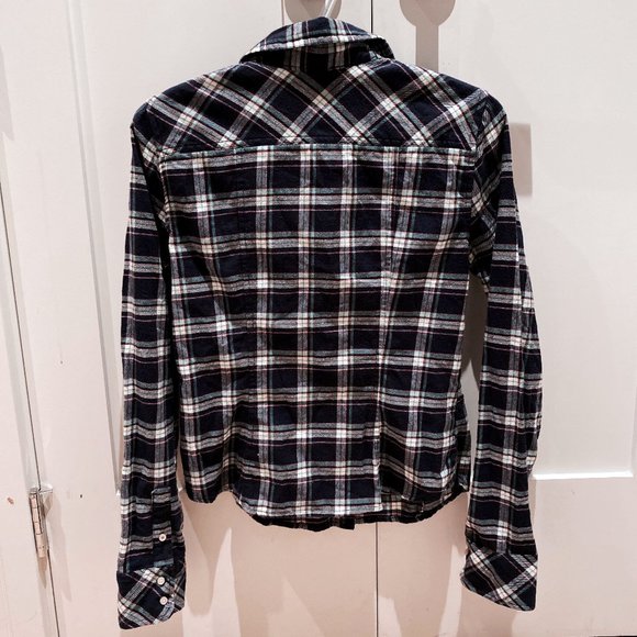 American Eagle Blue Button Up Plaid Shirt - Picture 6 of 8